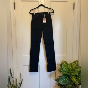 Reformation Liza Ultra Highrise Split Hem Black Wash Denim